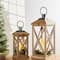 Glitzhome® Brown Wooden Modern Farmhouse Lantern Set